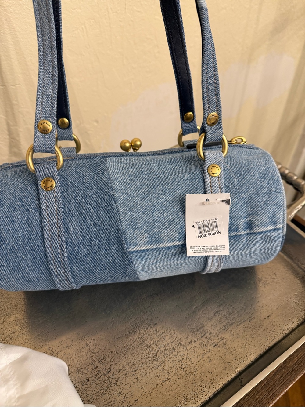 COACH - Originals Kisslock 28 Denim Barrel Bag - Picture 7 of 12
